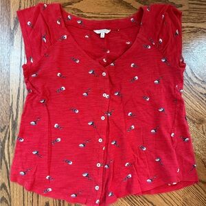 Lucky Brand Red Floral Women's Blouse